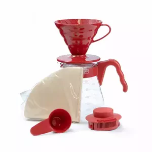 Hario V60-02 Pour Over Kit 700 ml, červený