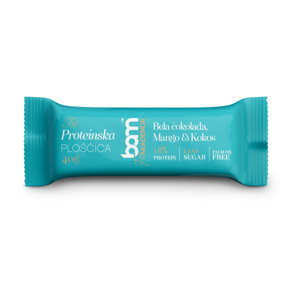 Proteinová tyčinka se sladidlem, Bílá čokoláda, mango a kokos
