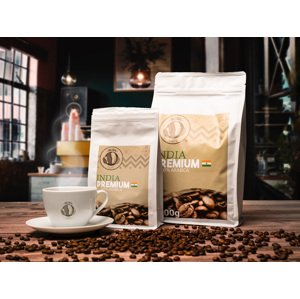 Zrnková káva Indie 100% Arabica - čerstvě pražená přímo z pražírny Hmotnost: 200g