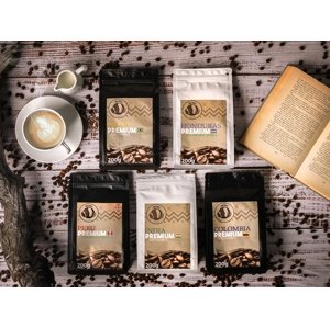 Degustační sada - pět druhů zrnkové kávy 1 kg - 100% Arabica Milenial Café