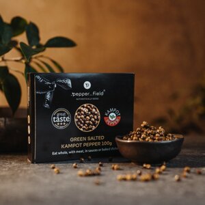 Zelený Kampotský pepř v solném květu - dárkové balení 100g